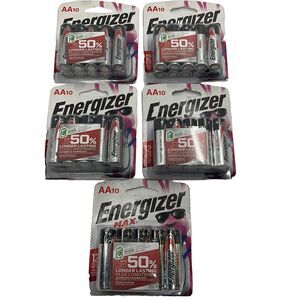 Energizer Max AA Batteries, 10 Pack, Lot of 5, 50 Total Batteries EXP 2035